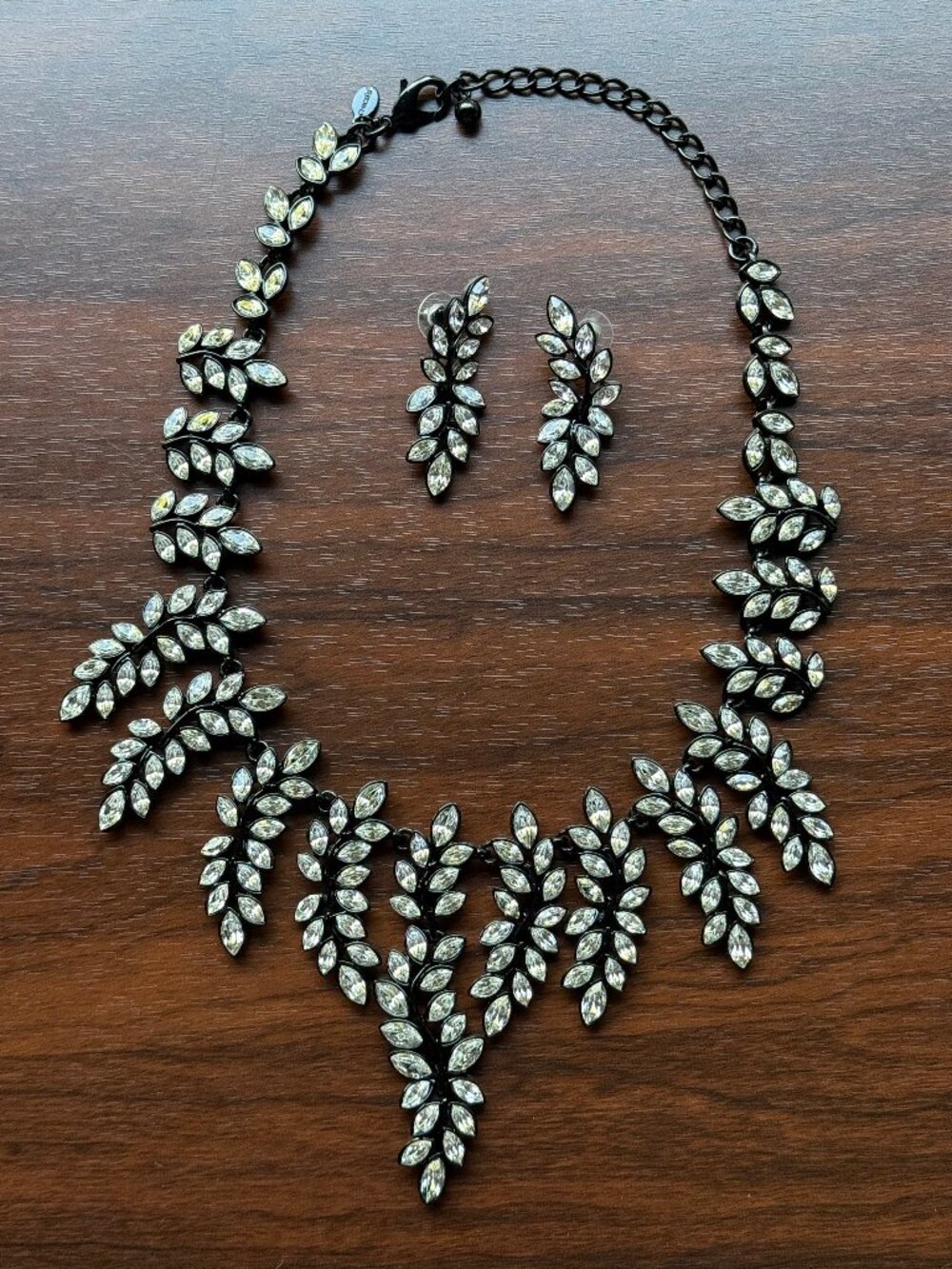 Stunning Chico's Rhinestone Necklace and Earrings Set Vintage
